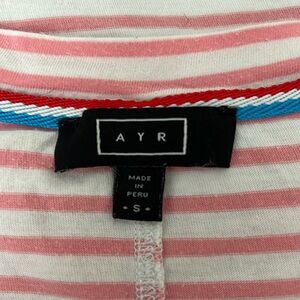 AYR Top The French Fry Long Sleeves Tee in Flamingo (Pink & White Stripe) S EUC